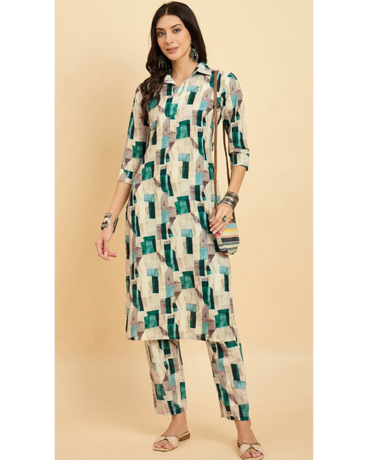 Stylish Printed Kurta with Pant Set | Daily & Casual Wear