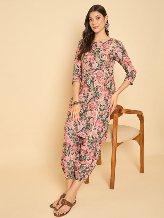 Rosewood Floral Straight Kurta Co-ord Set